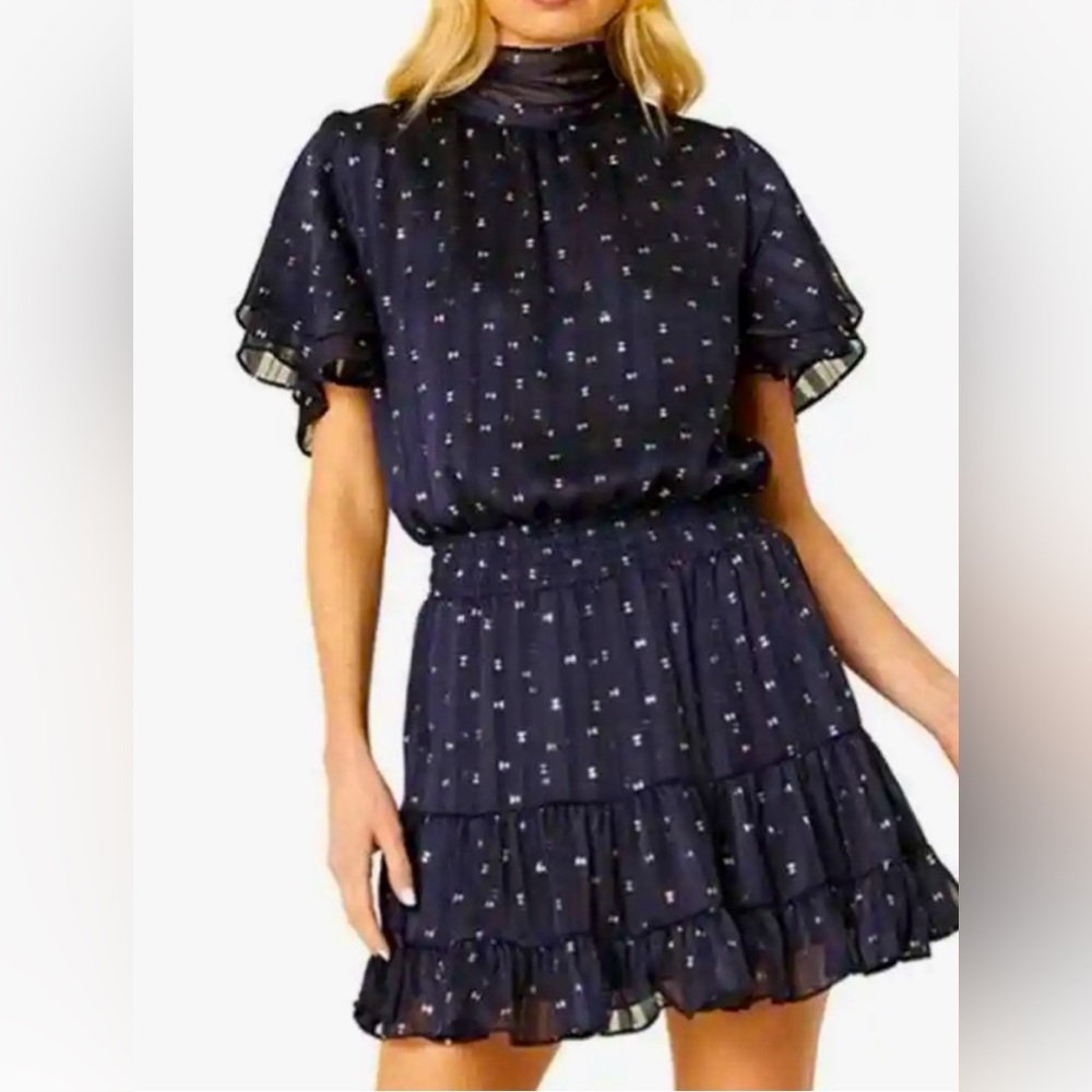 MISA Los Angeles Saffie Navy Mini Dress
